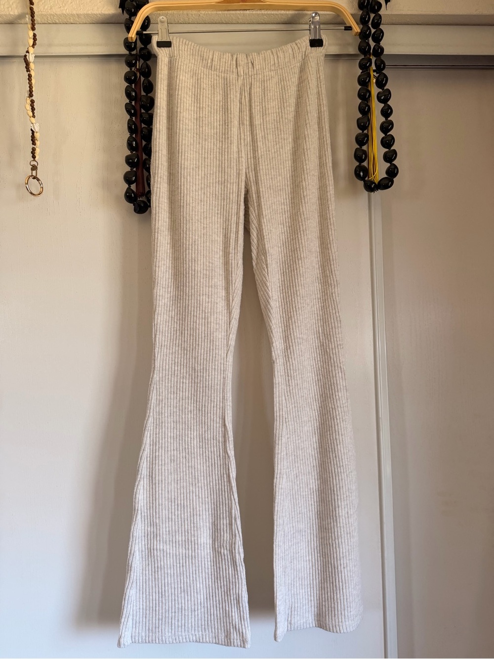 Babaton Ribbed Flare Lounge Pants - Cream